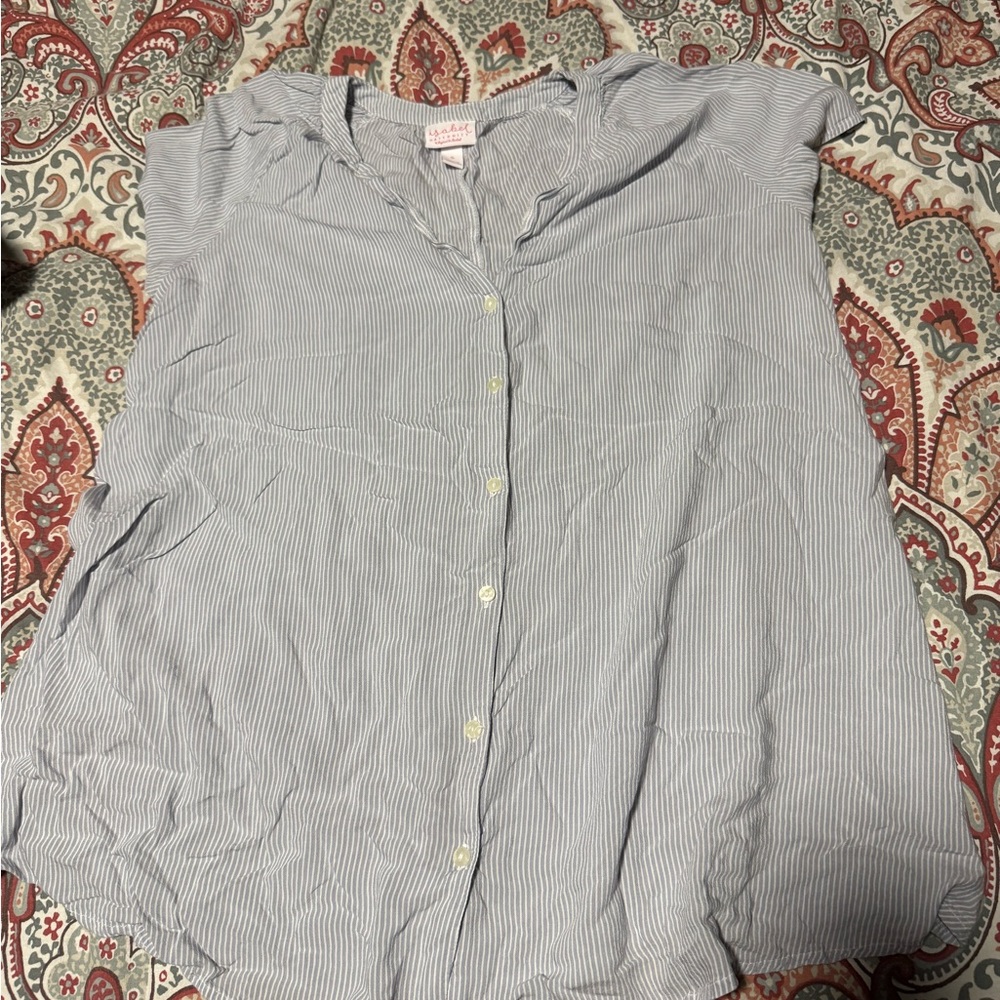 Isabel Maternity by Ingrid & Isabel Light Blue Striped Button-Down Shirt
